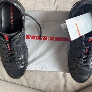 Prada black leather sneakers size 9 (Prada size 8.5)